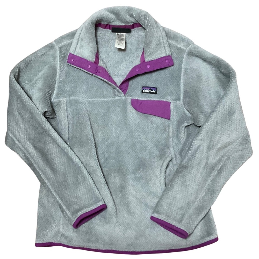 Patagonia Re-Tool Snap-T Fleece Pullover Grey Purple Womens Small 25442